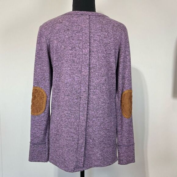 Vanilla Bay Elbow Patch Long Sleeve Lightweight Sweater Sz Small Women’s Purple - Picture 4 of 7